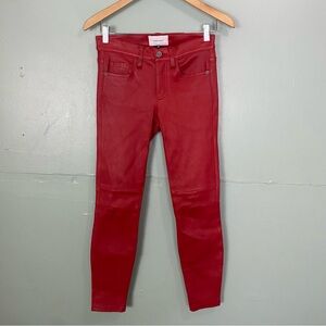 Current Elliot Red Leather Skinny Jeans Pants‎ Black Pocket Size 26
